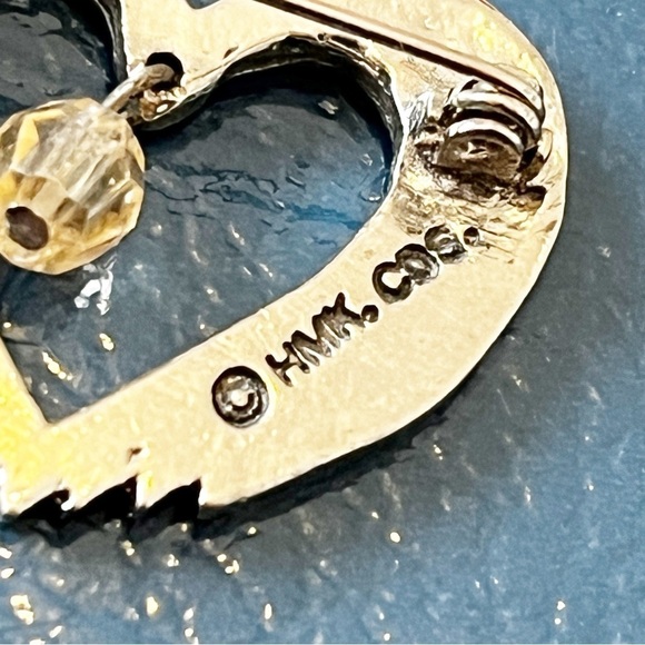 Hallmark Dangle Brooch Pin Silver Scroll Heart Shaped HMK CDS Vintage Mother - Picture 5 of 6